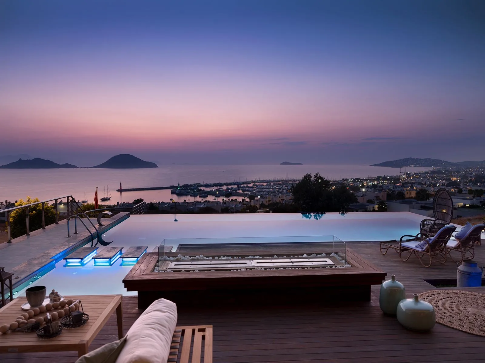 Turgutreis marina manzarası, Marinhill Villa terası, Bodrum